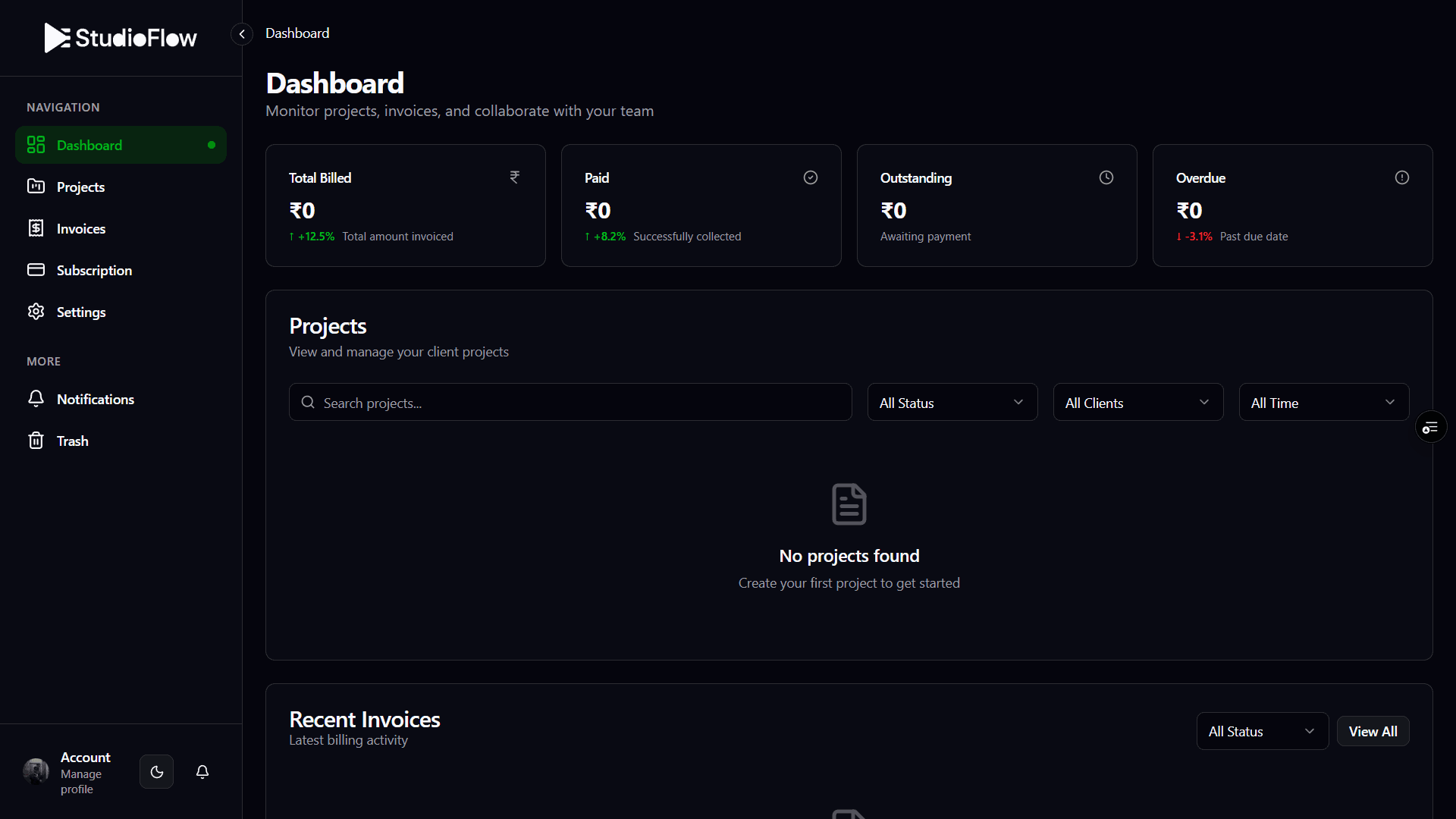 StudioFlow — Creative Project Management SaaS screenshot 1